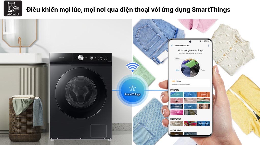 Máy giặt Lồng Ngang Samsung Bespoke AI WW14BB944DGBSV Inverter 14 kg tích hợp nhiều tiện ích thông minh hỗ trợ người dùng